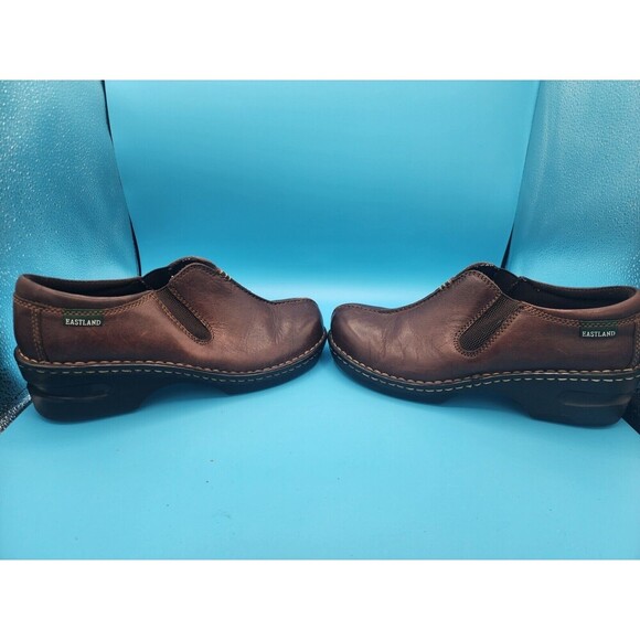 Eastland Womens 10W Sequoia Brown Leather Slip On Loafer Comfort Clogs 3172 - Picture 2 of 7
